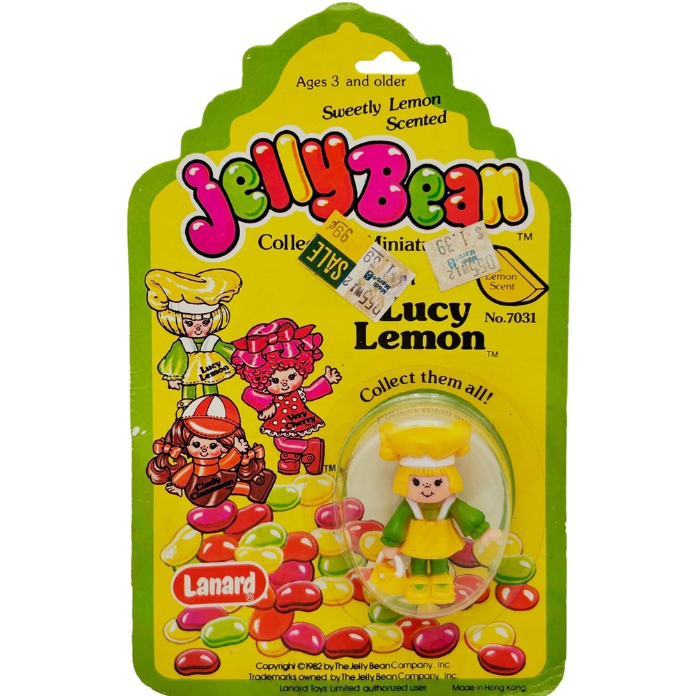 Vintage 1982 Lanard Jelly Bean Lucy Lemon Scented Miniature Figure New on Card